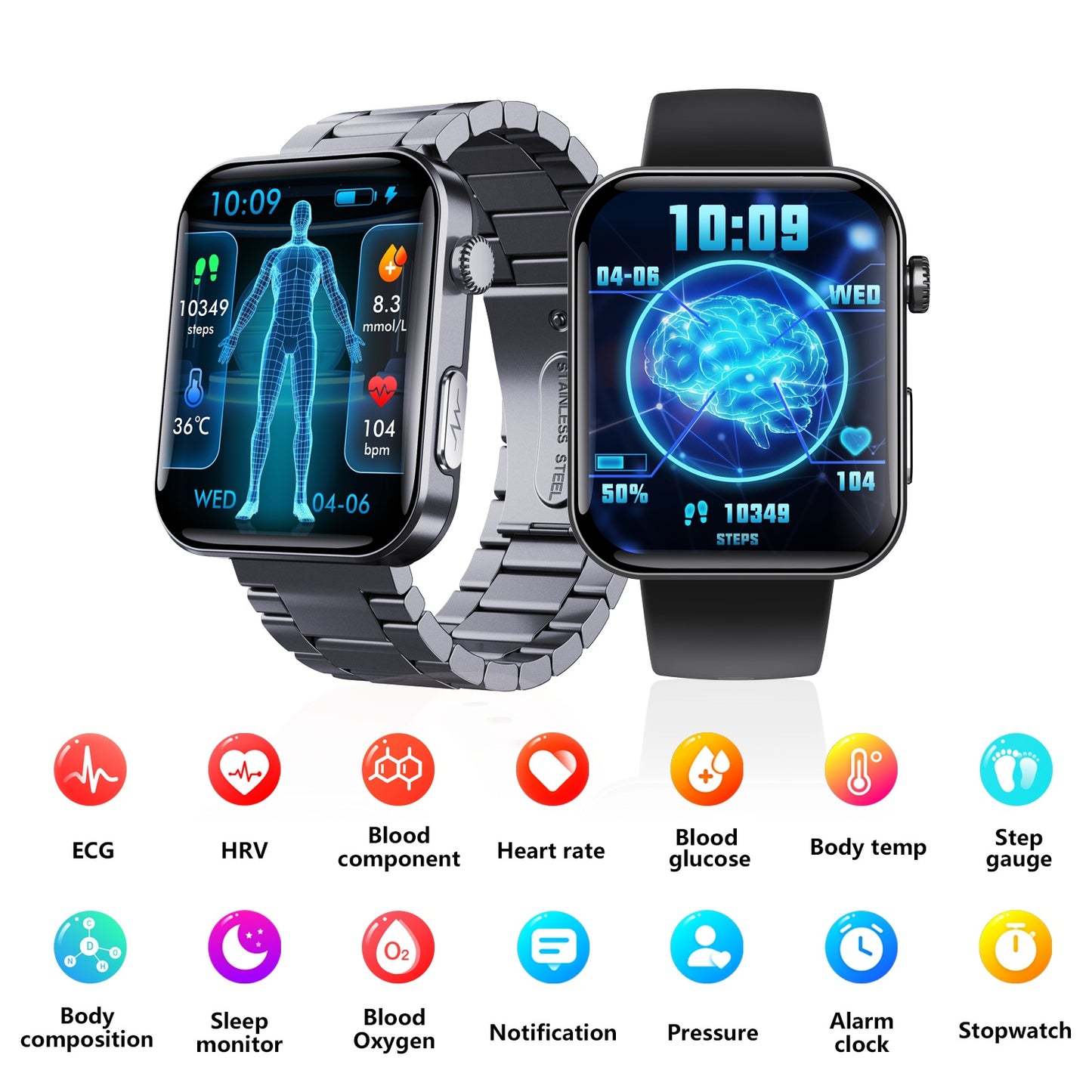 Smart Watch For Men Women Healthy Mornitoring Ips Screen Fitness Tracker With Bluetooth Call IP67 Waterproof Heart Rate Sleep SpO2 Monitor Pedometer Multiple Sports 7 Days Battery Life